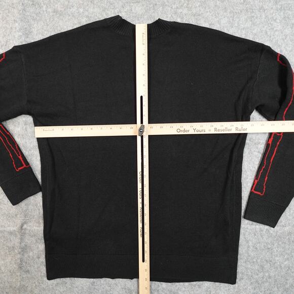 Social Collision Sweater Womens Small Oversized Cardigan Skeleton Goth Grunge - Picture 5 of 8